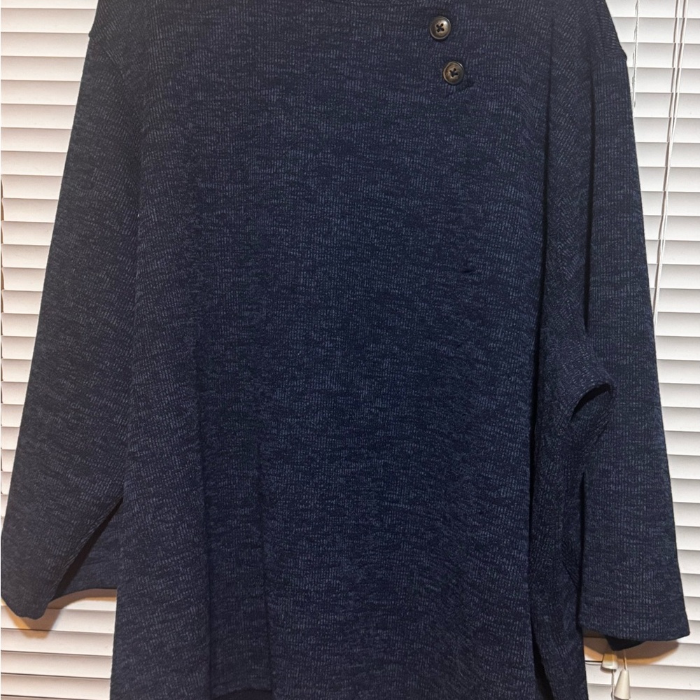 Plus Size Navy Sweater with Button Detail